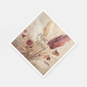 レッドクリームボホフェザーフローラ スタンダードランチョンナプキン (角)