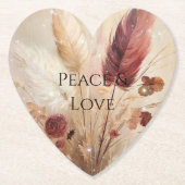 レッドクリームボホフェザーフローラ ペーパーコースター (正面)