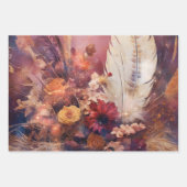 レッドクリームボホフェザーフローラ ラッピングペーパーシート (正面3)