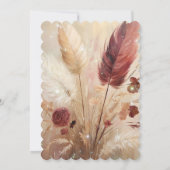 レッドクリームボホーフェザーフローラブライダルシャワー 招待状 (裏面)