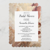レッドクリームボホーフェザーフローラブライダルシャワー 招待状 (正面/裏面)