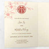 レッドクリームマグノリア |写真中国の結婚の 三つ折り招待状 (内部最初)