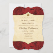 レッドクリームリーフヴィンテージウェディング招待状 招待状 (正面)