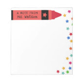 レッドクレヨン&スターカラフルズノートfrom先生 ノートパッド (正面)