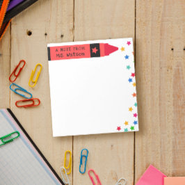 レッドクレヨン&スターカラフルズノートfrom先生 ノートパッド