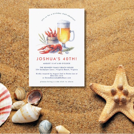 レッドクロウフィッシュ低カントリーの誕生日パーティー 招待状