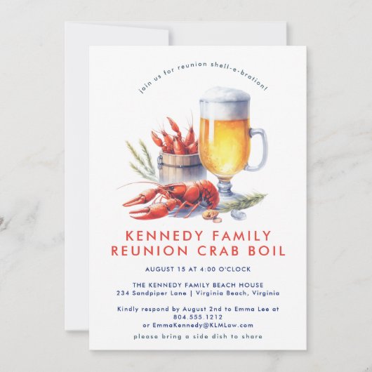 レッドクロウフィッシュ低カントリーボイルファミリー懇親会 招待状 (正面)