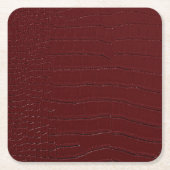 レッドクロコダイルスキンプリントワニス スクエアペーパーコースター (正面)