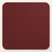 レッドクロコダイルスキンプリント スクエアペーパーコースター (正面)