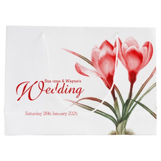 レッドクロッカスウォーター結婚カラーアート抱き枕 ラージペーパーバッグ (裏面)