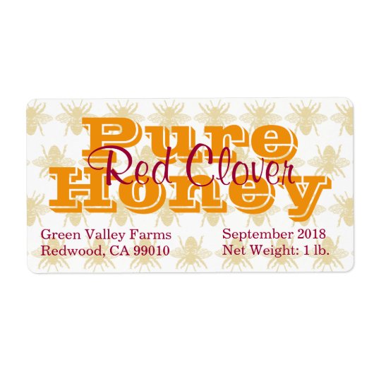 レッドクローバーハニージャー ラベル (正面)