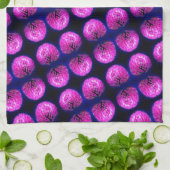 レッドクローバーワイルドフラワー抽象芸術模様 キッチンタオル (折り畳み)