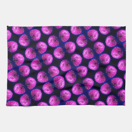 レッドクローバーワイルドフラワー抽象芸術模様 キッチンタオル (横)