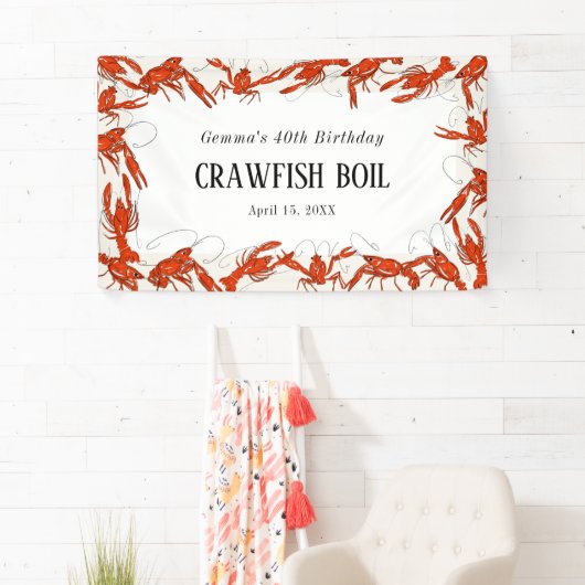 レッドクローフィッシュボイル シーフード バースデーパーティー 横断幕 (インサイチュ)