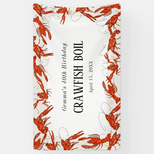 レッドクローフィッシュボイル シーフード バースデーパーティー 横断幕 (縦)