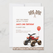 レッドクワッドバイクany Age誕生日招待状 招待状 (正面)