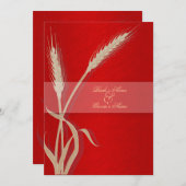 レッドク結婚リームの小麦の花 招待状 (正面/裏面)
