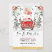 レッドグメリーリーン金ゴールドウィンタードライブバイブライダルシャワー 招待状 (正面)