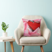 レッドグラスハートバラ花びら クッション (椅子)