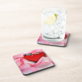 レッドグラスハートバラ花びら コースター (右側)