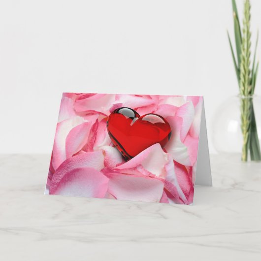 レッドグラスハートバラ花びら シーズンカード (正面)