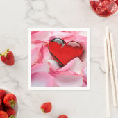 レッドグラスハートバラ花びら スタンダードカクテルナプキン (インサイチュ)