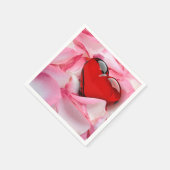 レッドグラスハートバラ花びら スタンダードカクテルナプキン (角)