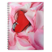 レッドグラスハートバラ花びら ノートブック (正面)