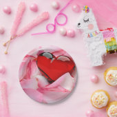 レッドグラスハートバラ花びら ペーパープレート (パーティー)