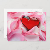 レッドグラスハートバラ花びら ポストカード (正面/裏面)
