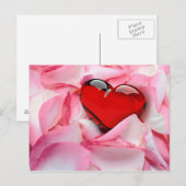 レッドグラスハートバラ花びら ポストカード (正面/裏面)