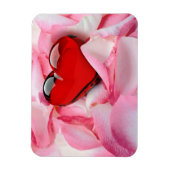 レッドグラスハートバラ花びら マグネット (縦)