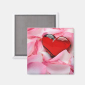 レッドグラスハートバラ花びら マグネット (正面/裏面)