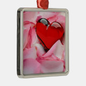 レッドグラスハートバラ花びら メタルオーナメント (右)