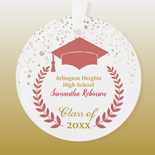 レッドグラッドキャップ&ローレルディスタレーションオーナメント オーナメント