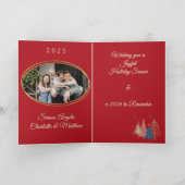 レッドグラフィッククリスマスツリーズゴールドフォイルクリスマス 箔グリーティングカード (内側レイダウン)