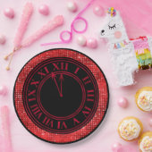 レッドグラマラスのダイヤモンド新年の時計 ペーパープレート (パーティー)