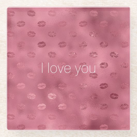 レッドグラムグリジーリップキスラブ ガラスコースター (正面)