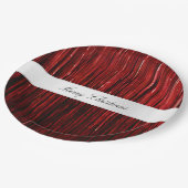 レッドグラムティンゼルストライプズ ペーパープレート (アングル)