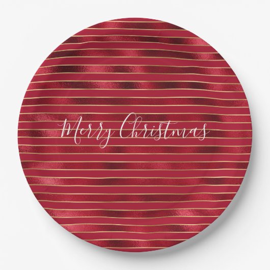 レッドグラム金ゴールドストライプ ペーパープレート (正面)