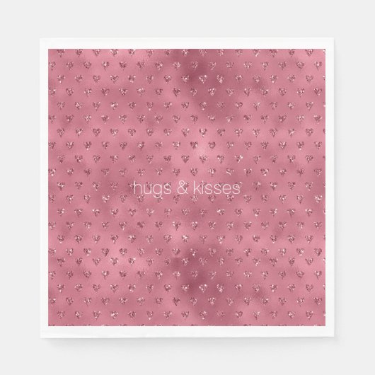 レッドグリジーグリッターハート スタンダードランチョンナプキン (正面)