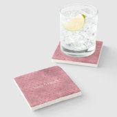 レッドグリジーグリッターハート ストーンコースター (横)