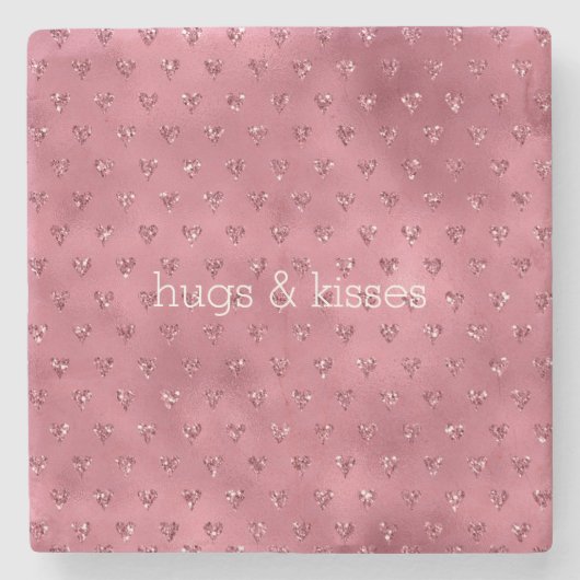 レッドグリジーグリッターハート ストーンコースター (正面)