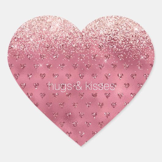 レッドグリジーグリッターハート ハートシール (正面)