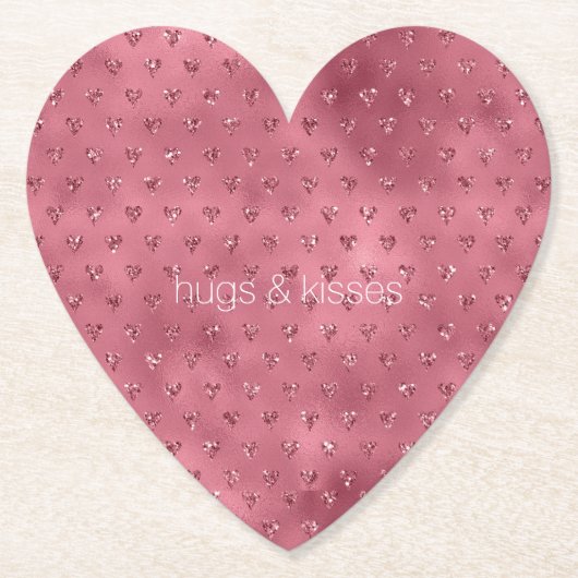 レッドグリジーグリッターハート ペーパーコースター (正面)