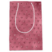 レッドグリジーグリッターハート ミディアムペーパーバッグ (正面)