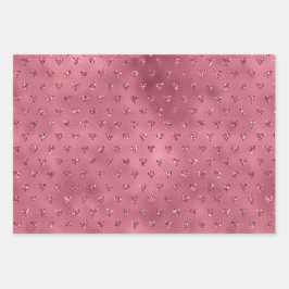 レッドグリッジグリッターハート ラッピングペーパーシート