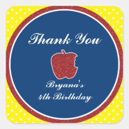 レッドグリッターアップルプリンセスパーティー好意ステッカー スクエアシール