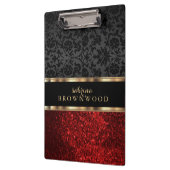 レッドグリッターアンドブラックダマスク  クリップボード (左)