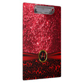 レッドグリッターアンドレパードスキンデザイン クリップボード (右)
